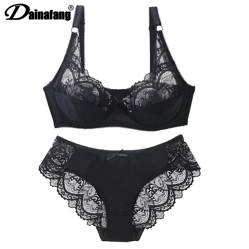 Plus Size Lace Push-Up Bra and Panty Set – Supportive & Elegant Lingerie for Fuller Figures