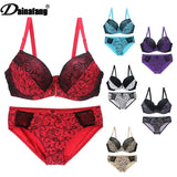 Sinvera Plus Size Lace Underwire Bra Set – Padded BCDE Cup Lingerie