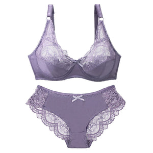 Sinvera Ultra Soft Lace Plus Size Bra & Panty Set – Padded Full Coverage Lingerie for Women