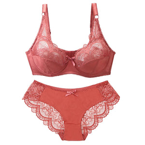 Sinvera Ultra Soft Lace Plus Size Bra & Panty Set – Padded Full Coverage Lingerie for Women