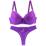 Sinvera Plus Size Lace Push-Up Bra Set – Molded Cup, Padded, BCDE Sizes
