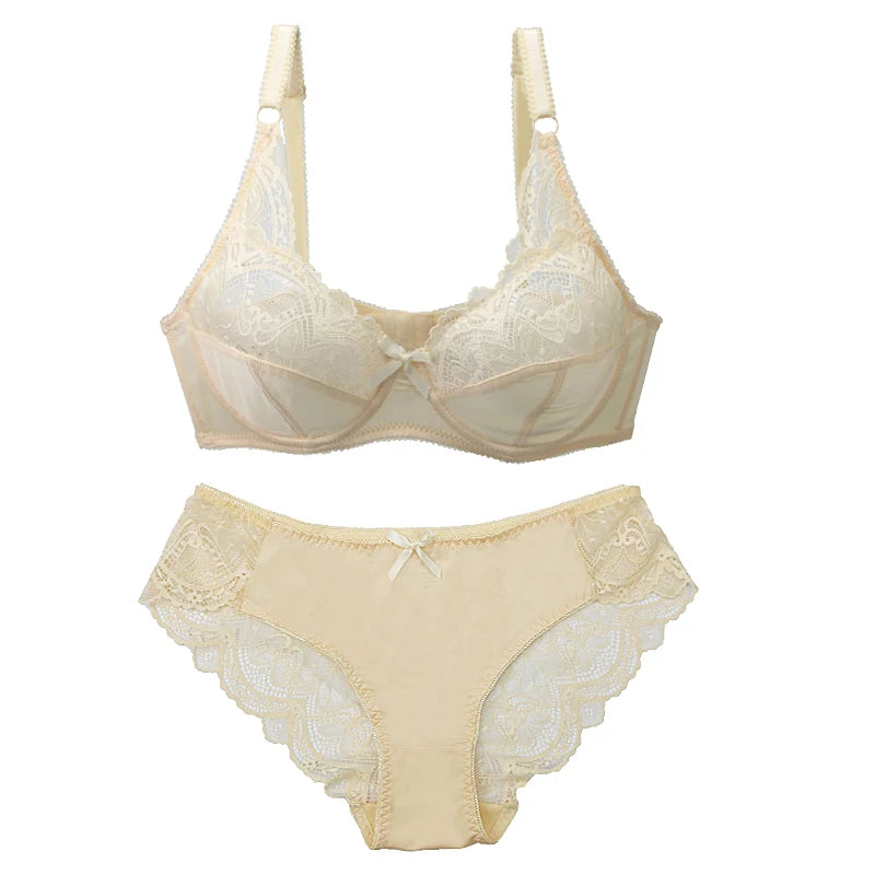 Sinvera Ultra Soft Lace Plus Size Bra & Panty Set – Padded Full Coverage Lingerie for Women