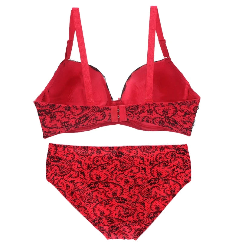 Sinvera Plus Size Lace Underwire Bra Set – Padded BCDE Cup Lingerie