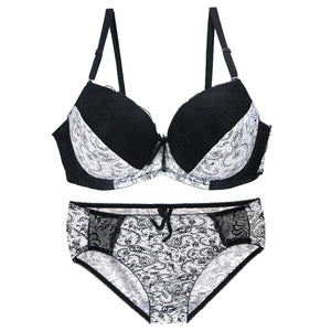 Sinvera Plus Size Lace Underwire Bra Set – Padded BCDE Cup Lingerie