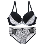 Sinvera Plus Size Lace Underwire Bra Set – Padded BCDE Cup Lingerie