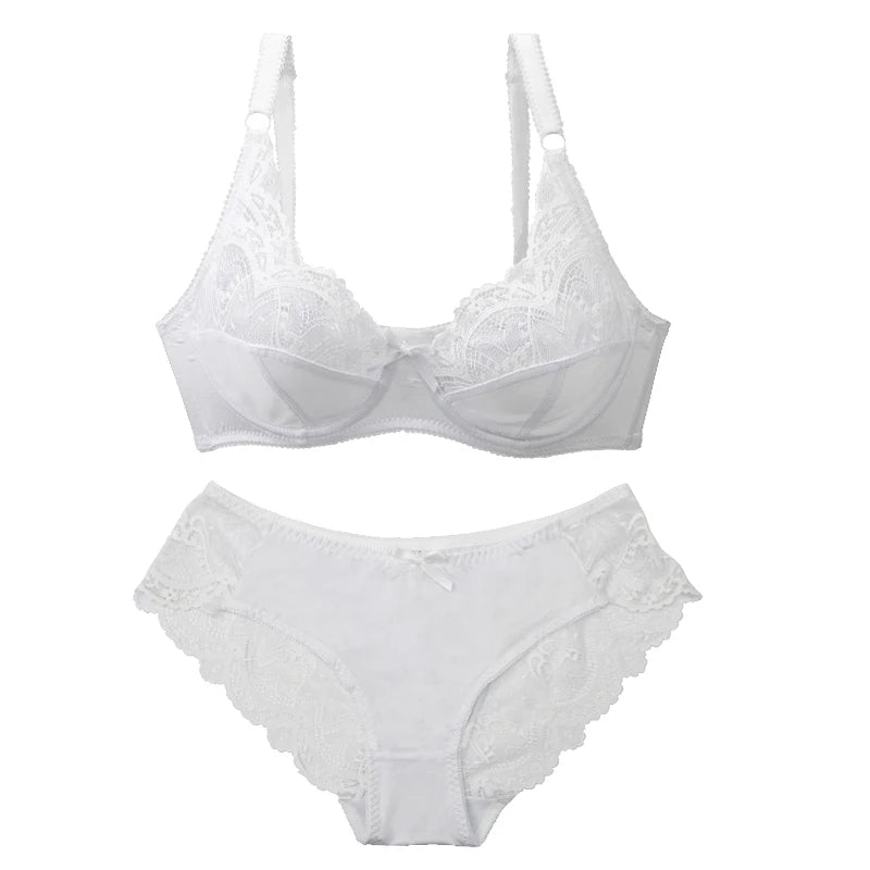Sinvera Ultra Soft Lace Plus Size Bra & Panty Set – Padded Full Coverage Lingerie for Women