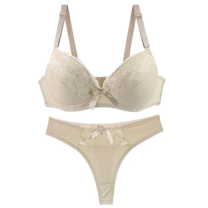 Sinvera Plus Size Lace Push-Up Bra Set – Molded Cup, Padded, BCDE Sizes
