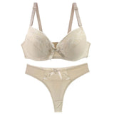 Sinvera Plus Size Lace Push-Up Bra Set – Molded Cup, Padded, BCDE Sizes