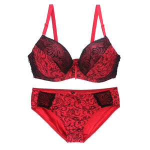 Sinvera Plus Size Lace Underwire Bra Set – Padded BCDE Cup Lingerie