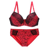 Sinvera Plus Size Lace Underwire Bra Set – Padded BCDE Cup Lingerie