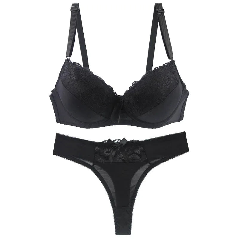 Sinvera Plus Size Lace Push-Up Bra Set – Molded Cup, Padded, BCDE Sizes