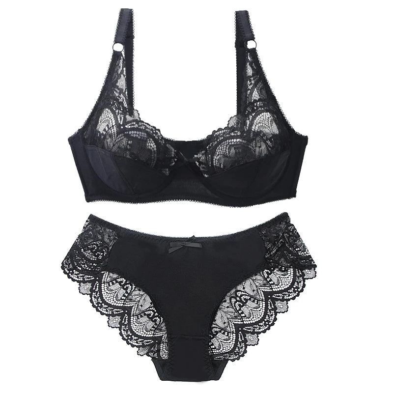 Sinvera Ultra Soft Lace Plus Size Bra & Panty Set – Padded Full Coverage Lingerie for Women