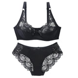 Sinvera Ultra Soft Lace Plus Size Bra & Panty Set – Padded Full Coverage Lingerie for Women