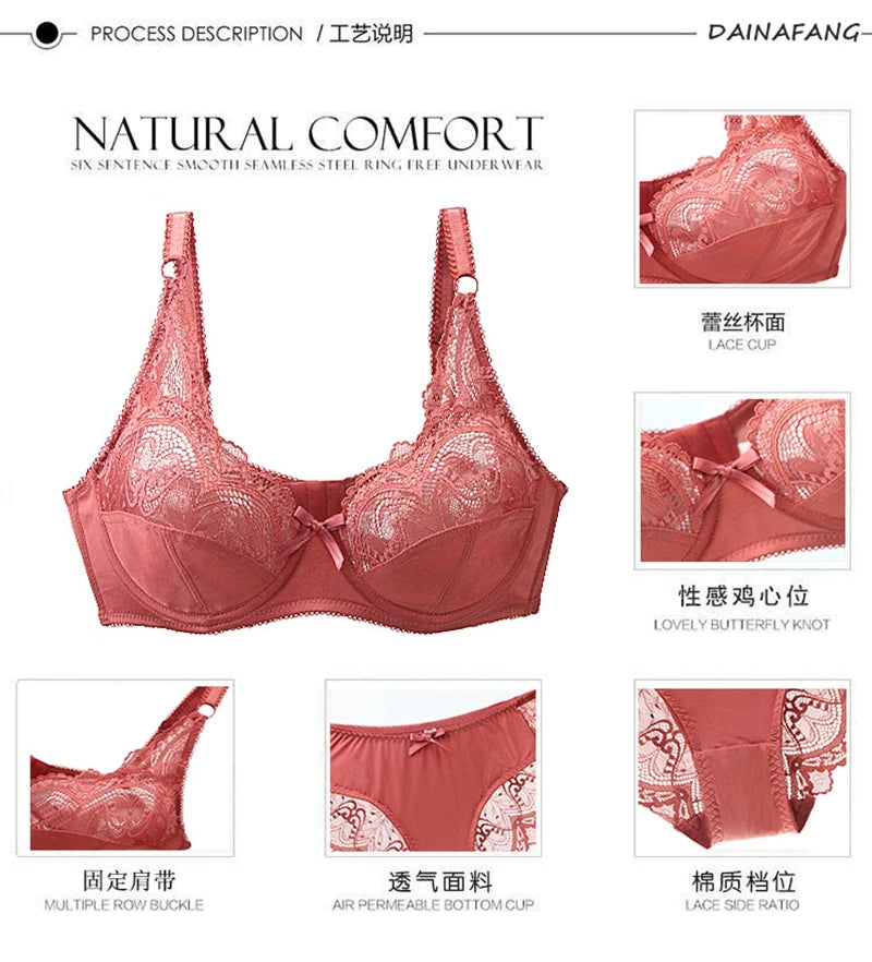 Plus Size Lace Push-Up Bra and Panty Set – Supportive & Elegant Lingerie for Fuller Figures