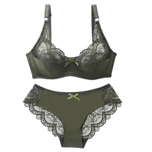 Sinvera Ultra Soft Lace Plus Size Bra & Panty Set – Padded Full Coverage Lingerie for Women