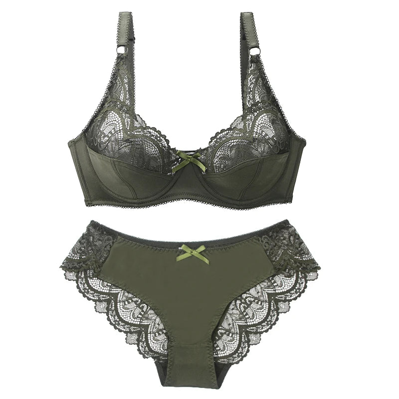 Sinvera Ultra Soft Lace Plus Size Bra & Panty Set – Padded Full Coverage Lingerie for Women