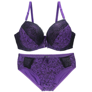 Sinvera Plus Size Lace Underwire Bra Set – Padded BCDE Cup Lingerie
