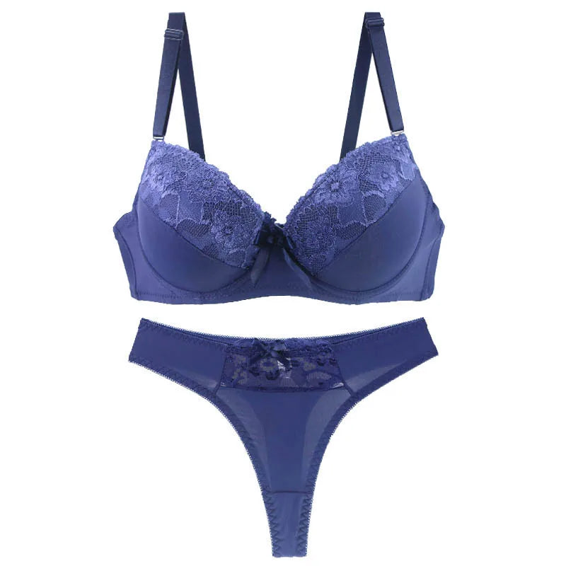 Sinvera Plus Size Lace Push-Up Bra Set – Molded Cup, Padded, BCDE Sizes