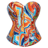 Sinvera Curve™ Plus Size Overbust Corset – Shaping Lace-Up Bustier with Bold Graffiti Design