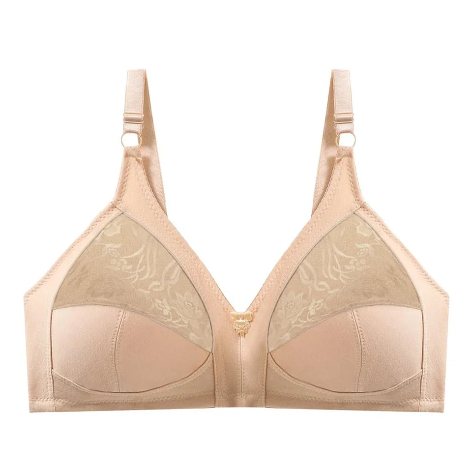 Sinvera Plus Size Wireless Cotton Lace Bra – Deep V, Soft & Supportive, C to G Cup