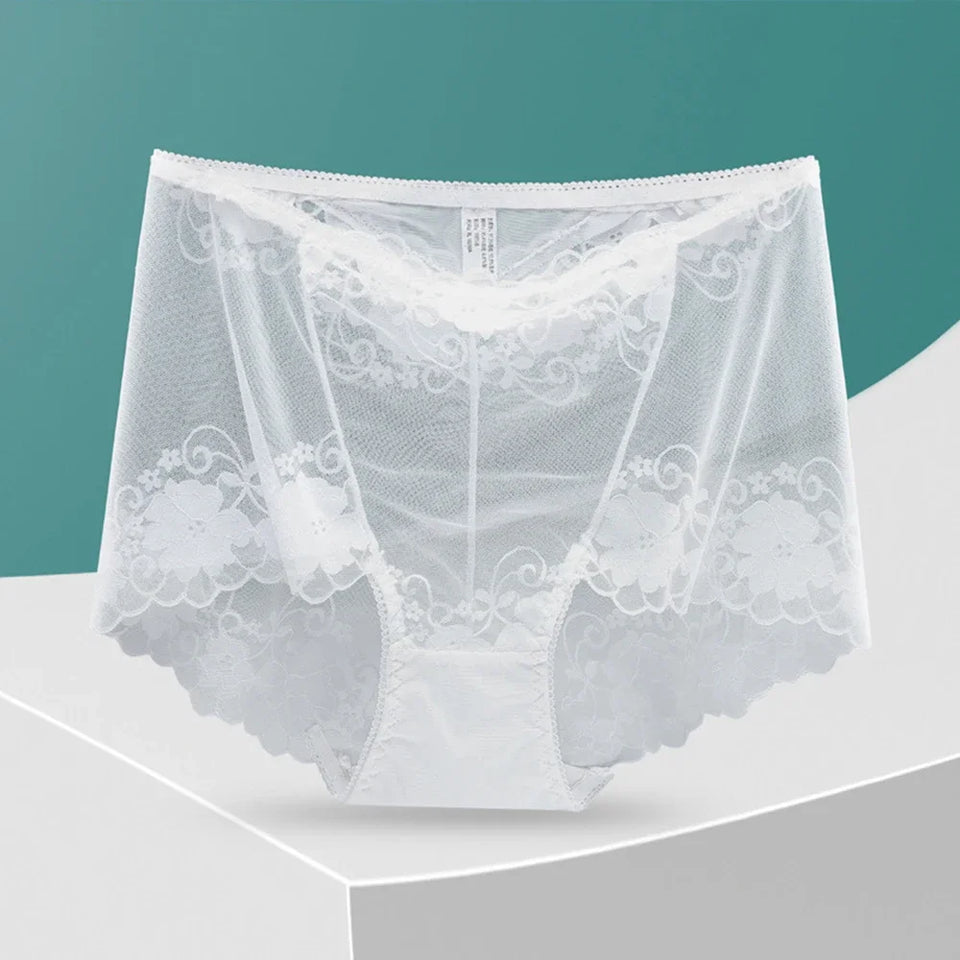 Sinvera Plus Size Lace Briefs – High Waist, Breathable & Seamless Underwear for Women (L–4XL)