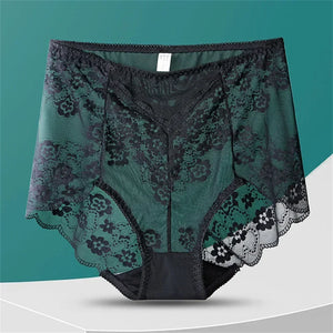 Sinvera Plus Size Lace Mesh Panties – High Waist Shaping Briefs for Tummy Control & Comfort (M-XXXL)