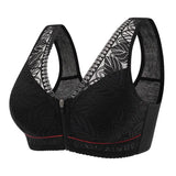 Sinvera Front-Zip Lace Wireless Bra – Breathable, Soft Cotton, Plus Size Support