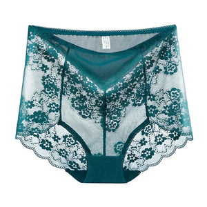 Sinvera Plus Size Lace Brief – High Waist Transparent Comfort Panty for Women