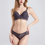 Sinvera Elegant Full Coverage Lace Bra & Panty Set – Wireless, Plus Size Support, BCDE Cups (34–44 Band)