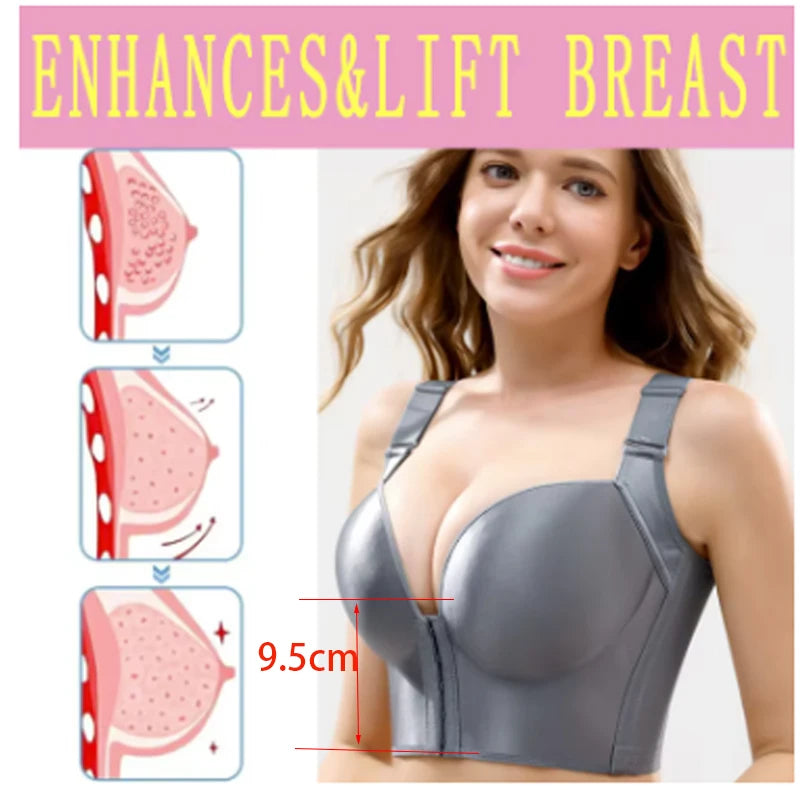 Sinvera Plus Size Deep Cup Shaping Bra – Front Closure, Full Coverage, Wireless Comfort