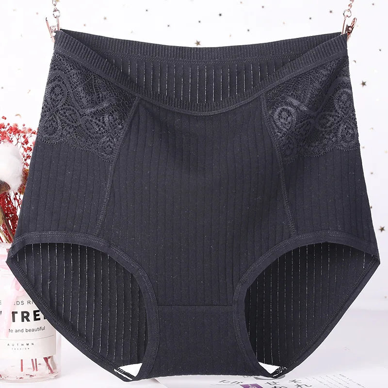 Sinvera™ High Waist Lace Cotton Briefs – Breathable Plus Size 6XL Shaping Panty for Women