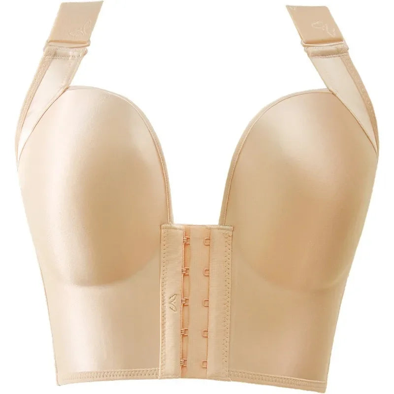 Sinvera Plus Size Deep Cup Shaping Bra – Front Closure, Full Coverage, Wireless Comfort