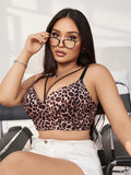 Sinvera Full Figure Push-Up Leopard Bra – Plus Size Half Cup Supportive Lingerie (90D-110D)