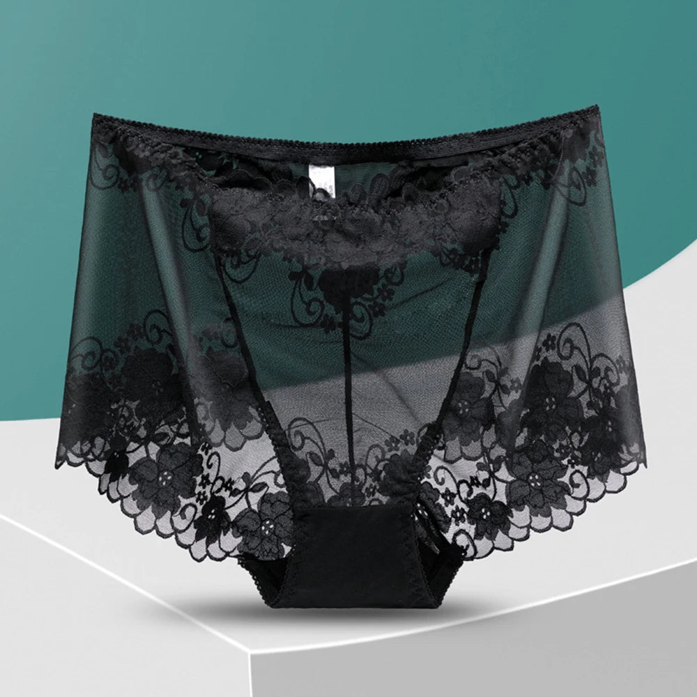 Sinvera Plus Size Lace Briefs – High Waist, Breathable & Seamless Underwear for Women (L–4XL)