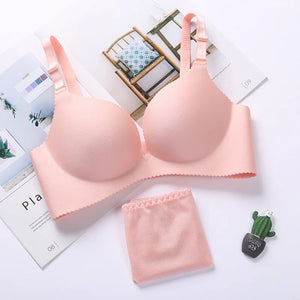 Seamless Wireless Push-Up Bra & Panty Set – 3/4 Cup, Adjustable Straps