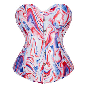 Sinvera Curve™ Plus Size Overbust Corset – Shaping Lace-Up Bustier with Bold Graffiti Design