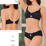 Seamless Ice Silk Lingerie Set with Heart Detail – Soft & Elegant Comfort