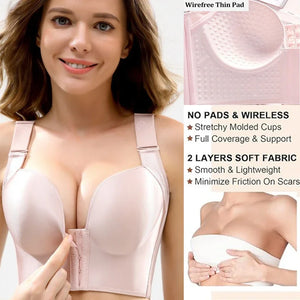 Sinvera Plus Size Deep Cup Shaping Bra – Front Closure, Full Coverage, Wireless Comfort