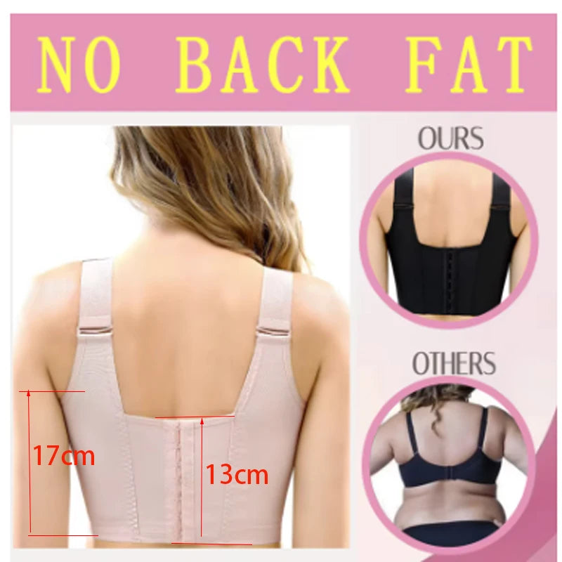 Sinvera Plus Size Deep Cup Shaping Bra – Front Closure, Full Coverage, Wireless Comfort