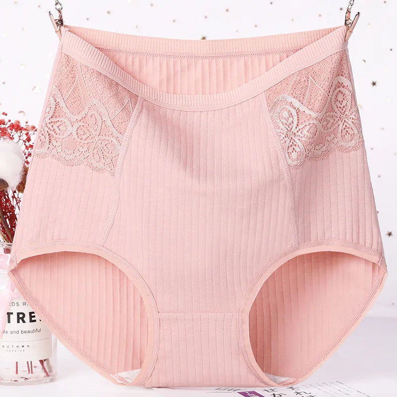 Sinvera™ High Waist Lace Cotton Briefs – Breathable Plus Size 6XL Shaping Panty for Women