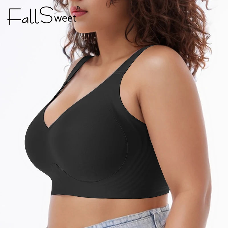 Sinvera Seamless Wireless Plus Size Bra – Ultra-Comfort Bralette for Women M to 6XL