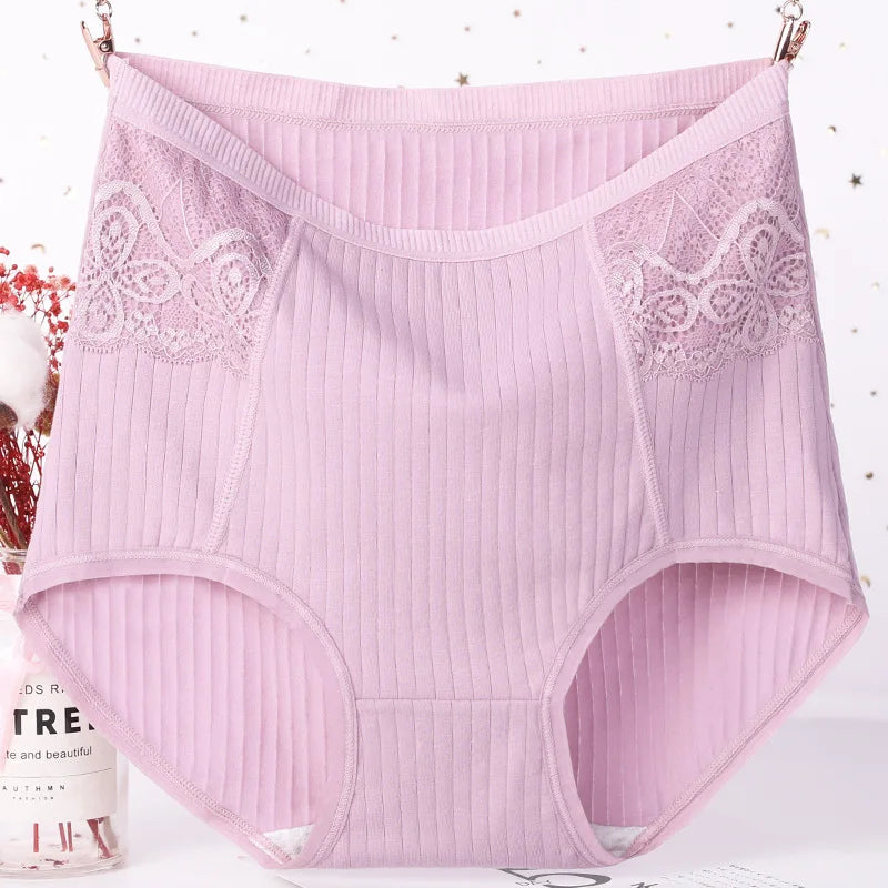 Sinvera™ High Waist Lace Cotton Briefs – Breathable Plus Size 6XL Shaping Panty for Women