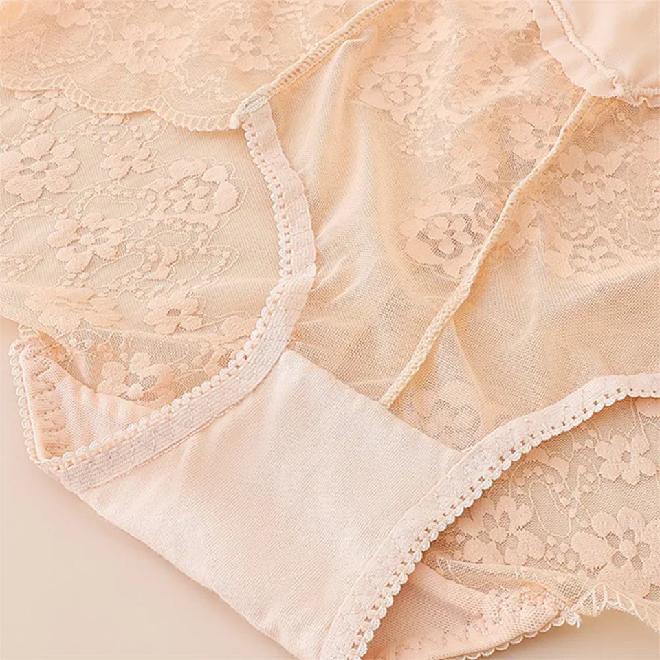 Sinvera Plus Size Lace Brief – High Waist Transparent Comfort Panty for Women