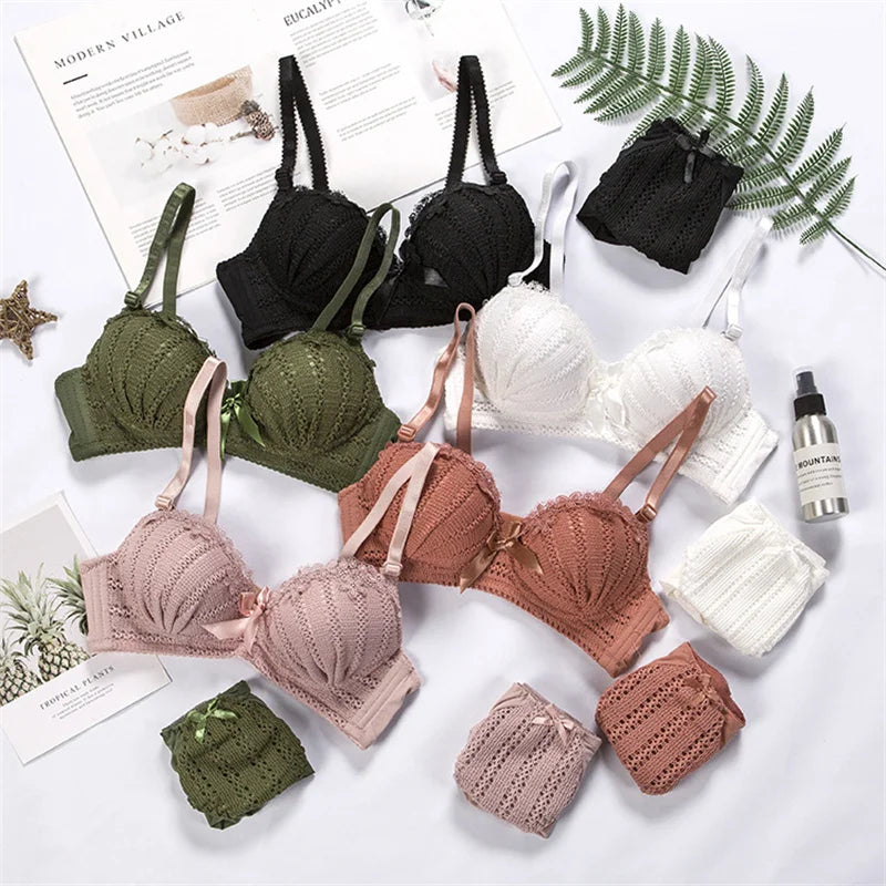 Lace Wireless Bra & Panty Set – Push-Up, Soft and Comfortable Lingerie