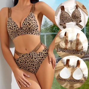 Sinvera Leopard Push-Up Bra & Panty Set – Seamless Comfort, High-Waist Briefs, Soft & Breathable Lingerie (S–XL)