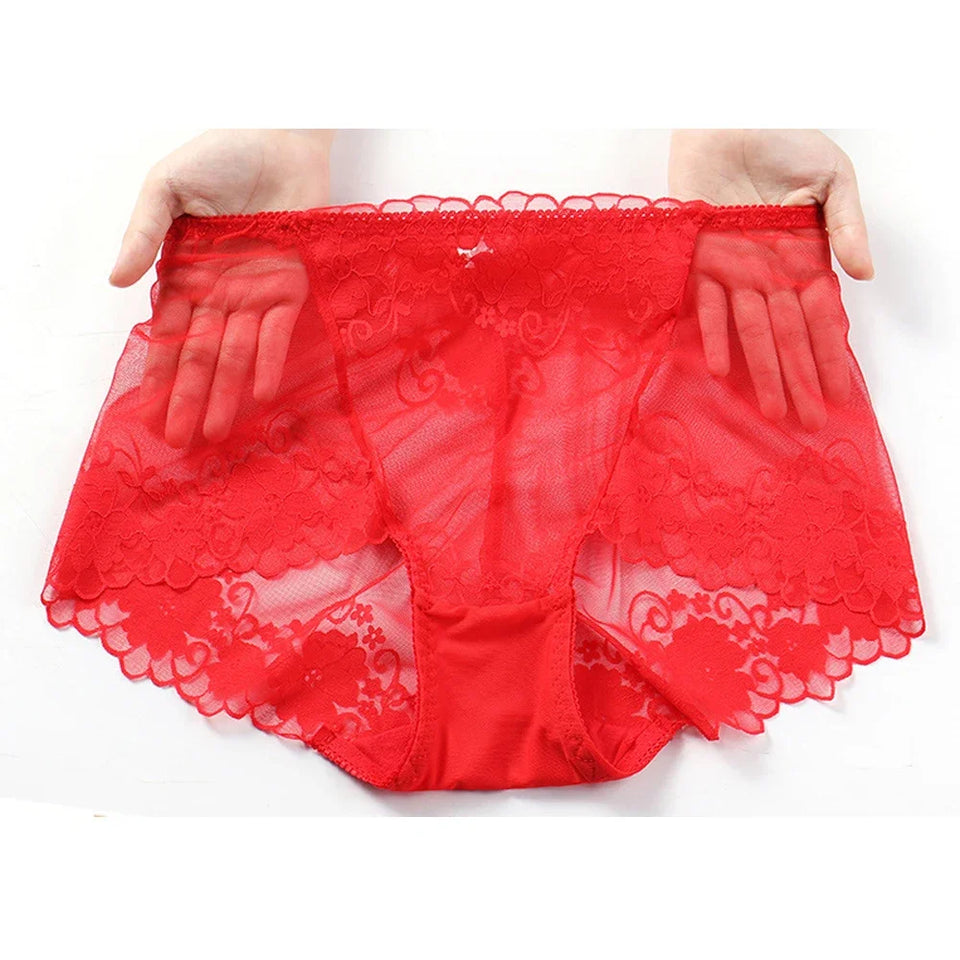 Sinvera Plus Size Lace Briefs – High Waist, Breathable & Seamless Underwear for Women (L–4XL)