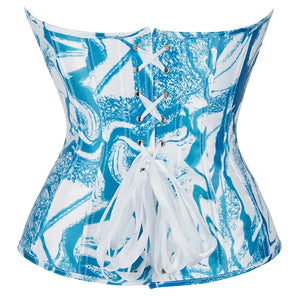Sinvera Curve™ Plus Size Overbust Corset – Shaping Lace-Up Bustier with Bold Graffiti Design