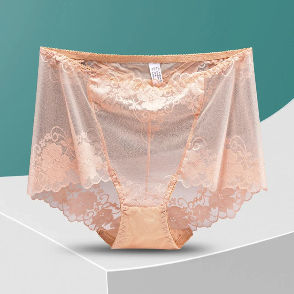 Sinvera Plus Size Lace Briefs – High Waist, Breathable & Seamless Underwear for Women (L–4XL)