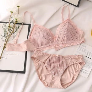 Sinvera Lace Push-Up Bra & Panty Set – Embroidered Plus Size Lingerie (ABC Cup)