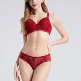 Sinvera Elegant Full Coverage Lace Bra & Panty Set – Wireless, Plus Size Support, BCDE Cups (34–44 Band)